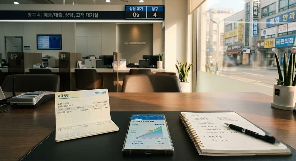 적금 정부기여금과 이자를 계산하는 모습
